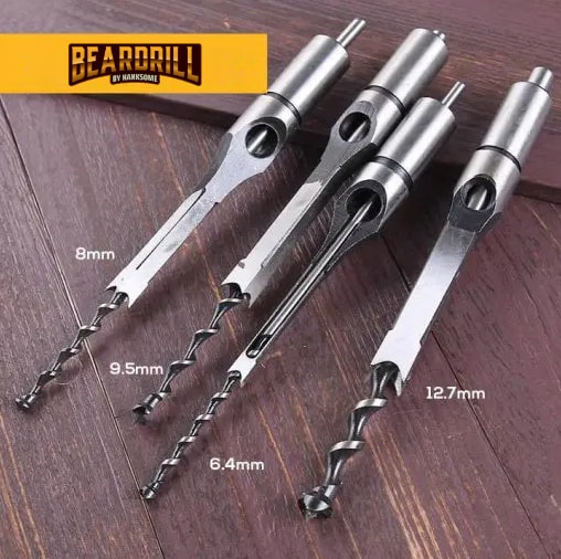 BEARDRILL ®️ Sada štyroch štvorcových vrtákov do dreva (sada 4 vrtákov)