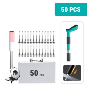 Klince pre RIVETSLAMMER™ – 50 ks závitových oceľových klincov do betónu, okrúhly dizajn 7,3 mm